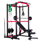 Full Power Rack with Lats Cable Machine and Options - DirectHomeGym