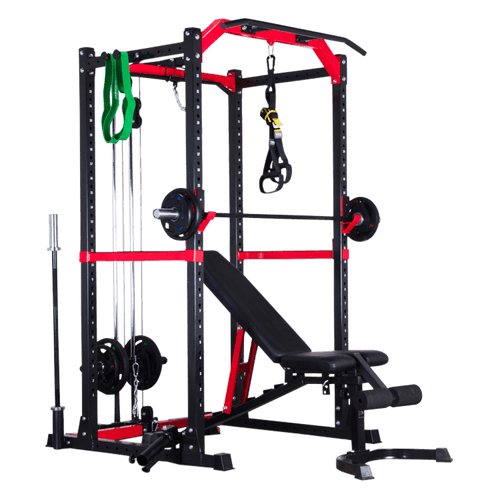 Full Power Rack with Lats Cable Machine and Options - DirectHomeGym