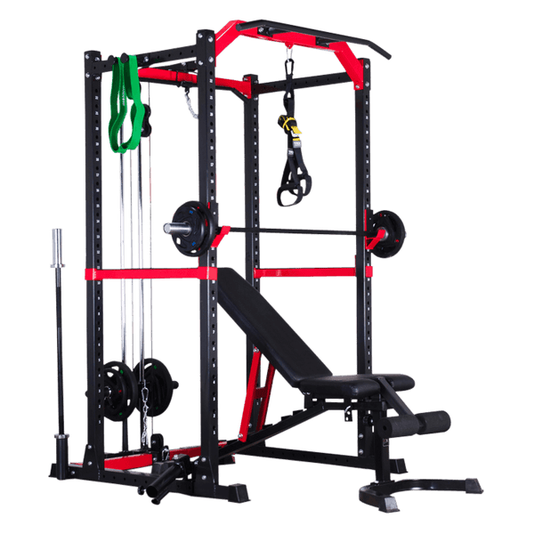 Full Power Rack with Lats Cable Machine and Options - DirectHomeGym