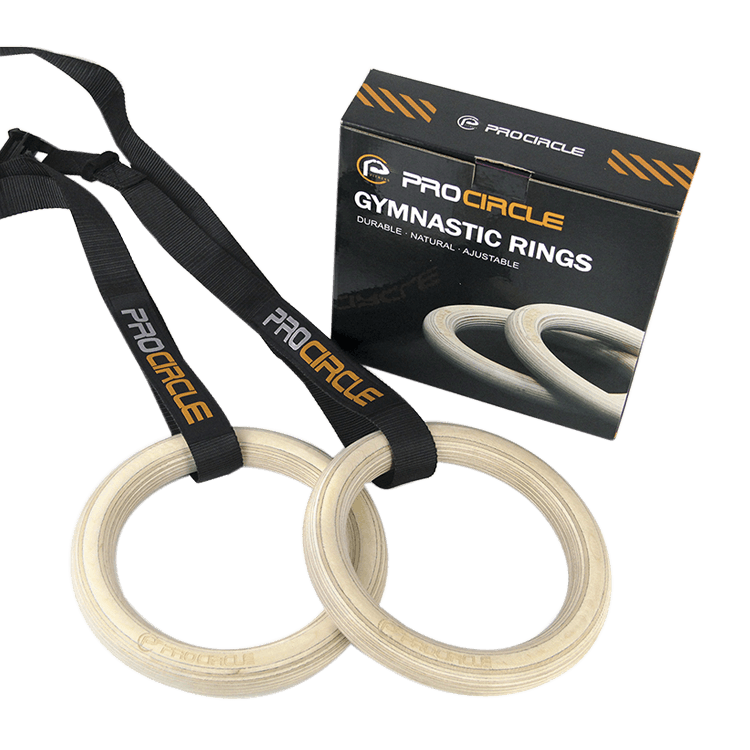 Gym Rings with Straps Layered Birch Wooden - DirectHomeGym